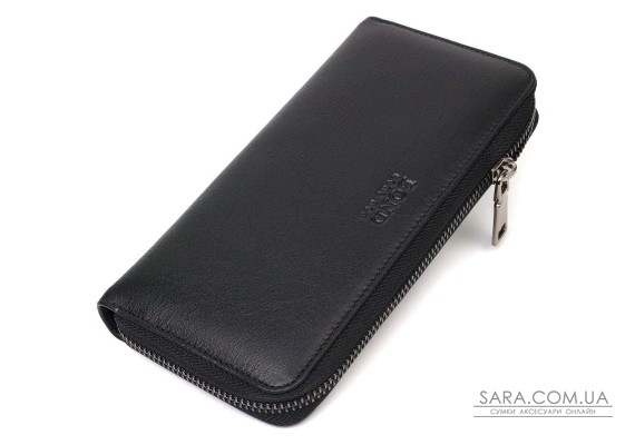 Стильный женский кошелек из натуральной гладкой кожи BOND 22054 Черный