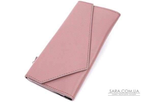 Качественный кошелек с монетницей снаружи из натуральной кожи GRANDE PELLE 11648 Пудровый
