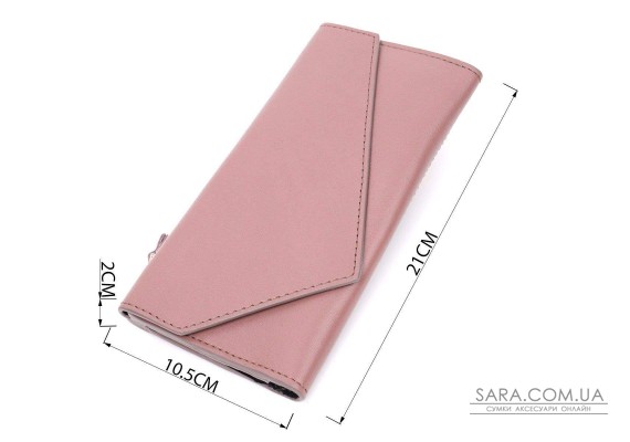 Качественный кошелек с монетницей снаружи из натуральной кожи GRANDE PELLE 11648 Пудровый