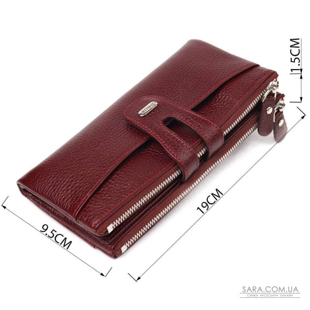 Гарний гаманець із натуральної зернистої шкіри CANPELLINI 21636 Бордовий Гарний гаманець із натуральної зернистої шкіри CANPELLINI 21636 Бордовий
