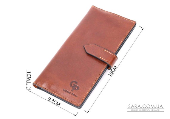Интересный вертикальный кошелек из натуральной кожи GRANDE PELLE 11660 Коричневый