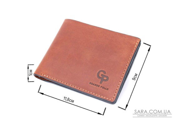 Компактный кошелек из натуральной кожи без застежки GRANDE PELLE 11661 Коричневый