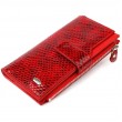 Лакированный женский кошелек из натуральной кожи с тиснением под змею CANPELLINI 21639 Красный