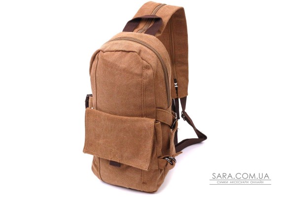 Вместительный текстильный рюкзак в стиле милитари Vintagе 22180 Коричневый