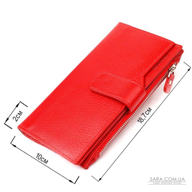 Вертикальний жіночий гаманець із натуральної шкіри CANPELLINI 21640 Червоний Вертикальний жіночий гаманець із натуральної шкіри CANPELLINI 21640 Червоний