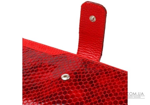 Лакированный женский кошелек из натуральной кожи с тиснением под змею CANPELLINI 21639 Красный