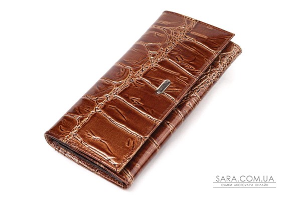 Необычный женский кошелек из натуральной фактурной кожи CANPELLINI 21652 Коричневый