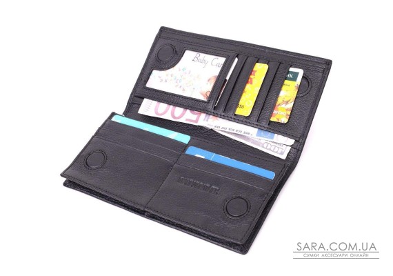 Вместительный вертикальный женский кошелек на магнитах из натуральной кожи ST Leather 22540 Черный