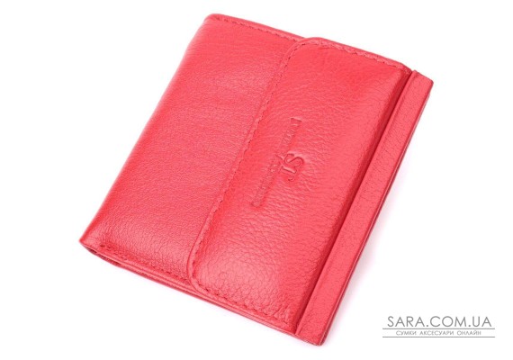 Яркий небольшой женский кошелек с монетницей снаружи из натуральной кожи ST Leather 22543 Красный