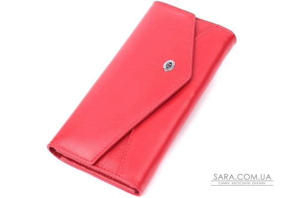 Женский кошелек с геометрическим клапаном из натуральной кожи ST Leather 22545 Красный