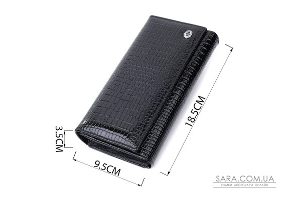 Лакированный кожаный кошелек с блоком для кредитных карт ST Leather 22683 Черный