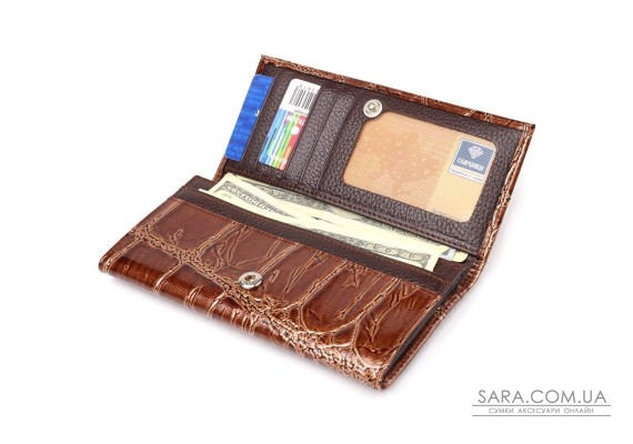 Необычный женский кошелек из натуральной фактурной кожи CANPELLINI 21652 Коричневый