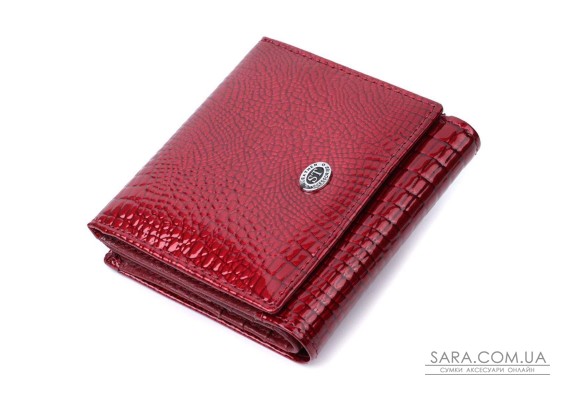 Компактный кошелек для женщин из натуральной лакированной кожи ST Leather 22687 Красный