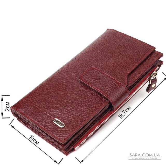 Вертикальный кошелек для женщин из натуральной кожи CANPELLINI 21645 Бордовый Вертикальный кошелек для женщин из натуральной кожи CANPELLINI 21645 Бордовый