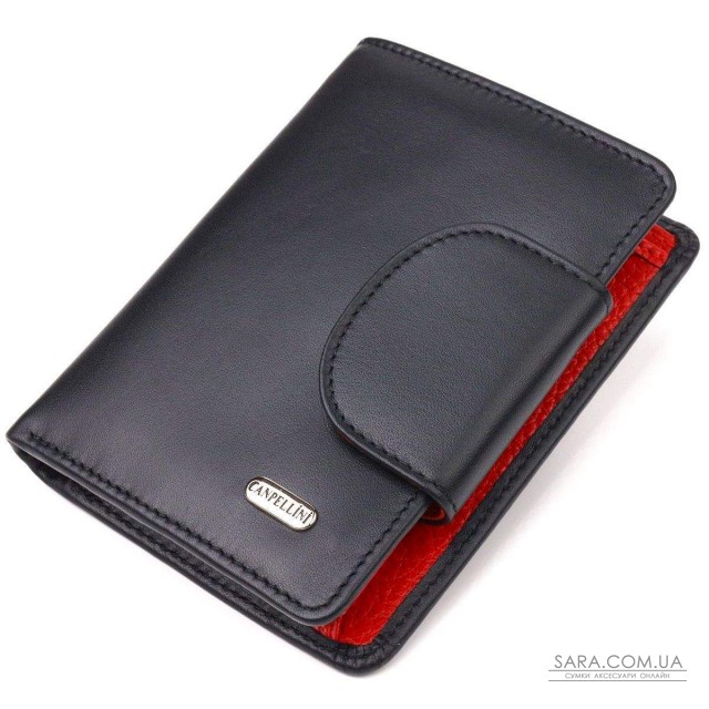 Удобный вертикальный кошелек из натуральной гладкой кожи CANPELLINI 21683 Черный Удобный вертикальный кошелек из натуральной гладкой кожи CANPELLINI 21683 Черный