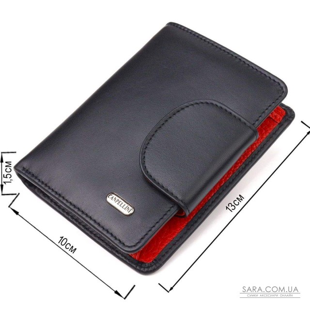 Удобный вертикальный кошелек из натуральной гладкой кожи CANPELLINI 21683 Черный Удобный вертикальный кошелек из натуральной гладкой кожи CANPELLINI 21683 Черный