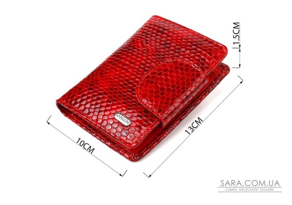 Лакированный женский кошелек из натуральной кожи с тиснением под змею CANPELLINI 21682 Красный