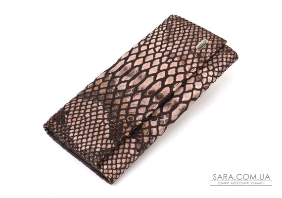 Ультрастильный женский кошелек из фактурной натуральной кожи с тиснением под змею CANPELLINI 21713 Разноцветный