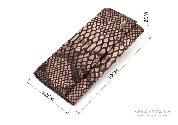 Ультрастильный женский кошелек из фактурной натуральной кожи с тиснением под змею CANPELLINI 21713 Разноцветный