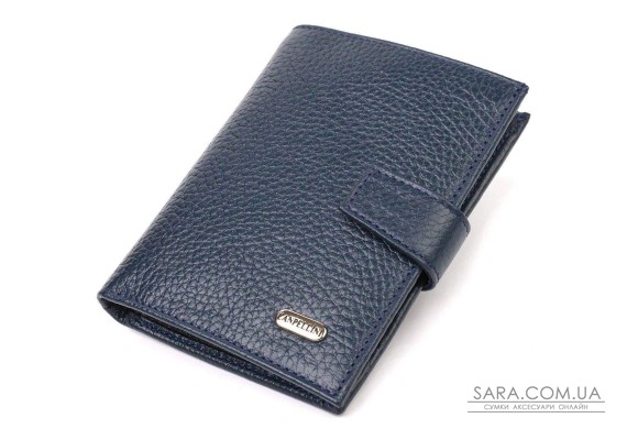 Практичный вертикальный мужской кошелек среднего размера из натуральной кожи флотар CANPELLINI 21735 Синий