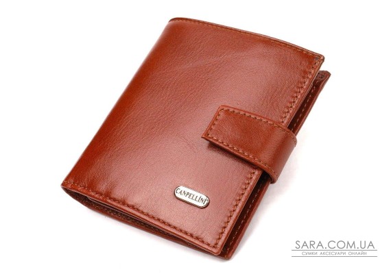Отличный мужской бумажник из натуральной гладкой кожи CANPELLINI 21743 Коричневый