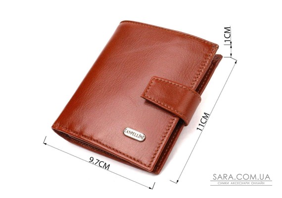Отличный мужской бумажник из натуральной гладкой кожи CANPELLINI 21743 Коричневый