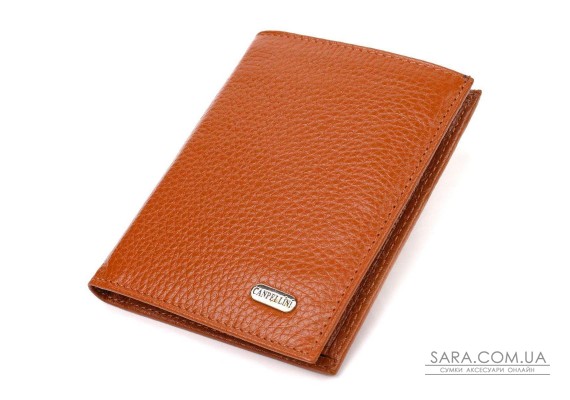 Стильный мужской кошелек вертикального формата из натуральной кожи CANPELLINI 21754 Рыжий