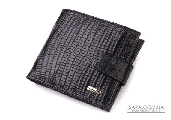 Оригинальный фактурный бумажник горизонтального формата из натуральной кожи с тиснением CANPELLINI 21771 Черный