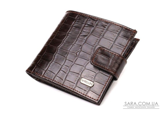 Кошелек для мужчин горизонтального формата из натуральной кожи с тиснением под крокодила CANPELLINI 21770 Коричневый