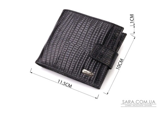 Оригинальный фактурный бумажник горизонтального формата из натуральной кожи с тиснением CANPELLINI 21771 Черный