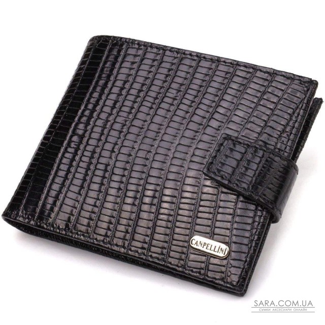 Интересный мужской бумажник из натуральной фактурной кожи CANPELLINI 21789 Черный Интересный мужской бумажник из натуральной фактурной кожи CANPELLINI 21789 Черный