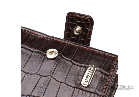 Кошелек для мужчин горизонтального формата из натуральной кожи с тиснением под крокодила CANPELLINI 21770 Коричневый