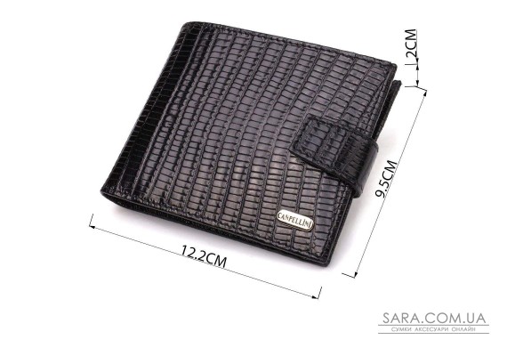 Интересный мужской бумажник из натуральной фактурной кожи CANPELLINI 21789 Черный