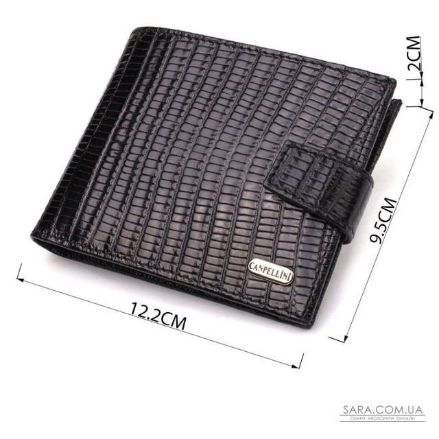 Интересный мужской бумажник из натуральной фактурной кожи CANPELLINI 21789 Черный Интересный мужской бумажник из натуральной фактурной кожи CANPELLINI 21789 Черный