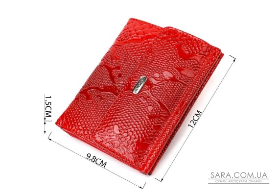 Лакированный кошелек для женщин среднего размера из натуральной кожи с тиснением под рептилию CANPELLINI 21816 Красный