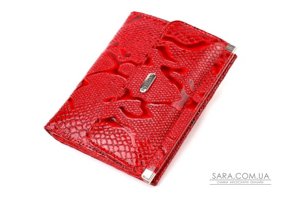 Превосходный кошелек для женщин среднего размера из натуральной кожи с тиснением под рептилию CANPELLINI 21818 Красный