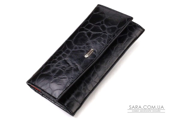 Необычный женский кошелек из натуральной фактурной кожи CANPELLINI 21834 Черный