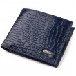 Красивый горизонтальный мужской бумажник среднего размера из натуральной кожи с тиснением под крокодила CANPELLINI 21861 Синий