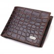 Модный горизонтальный мужской бумажник среднего размера из натуральной кожи с тиснением под крокодила CANPELLINI 21865 Коричневый