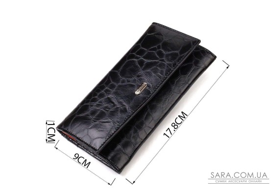 Необычный женский кошелек из натуральной фактурной кожи CANPELLINI 21834 Черный