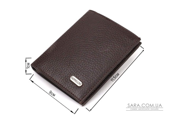 Компактний гаманець для чоловіків із натуральної шкіри флотар CANPELLINI 21873 Коричневий