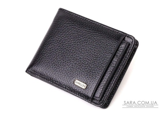 Оригинальный компактный кошелек с вкладышем для удостоверения для мужчин из натуральной кожи флотар CANPELLINI 21875 Черный