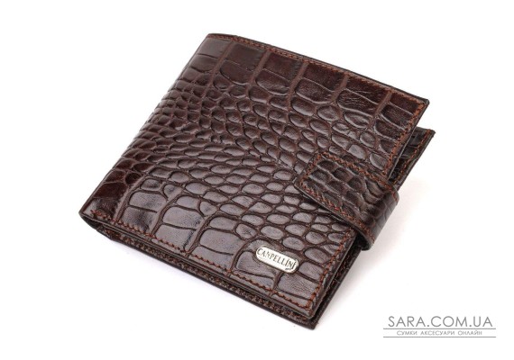 Модний чоловічий гаманець з натуральної шкіри тисненням під крокодила CANPELLINI 21878 Коричневий
