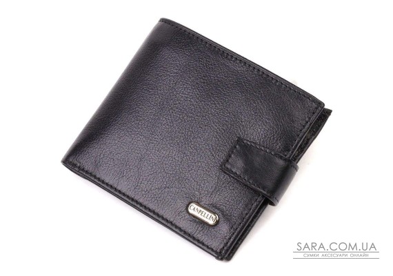 Зручний чоловічий гаманець з натуральної гладкої шкіри CANPELLINI 21877 Чорний