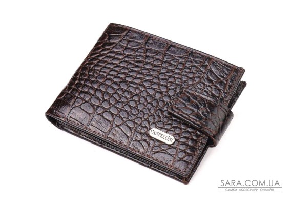Оригінальний чоловічий гаманець із натуральної фактурної шкіри CANPELLINI 21513 Коричневий