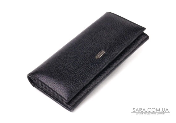 Класичний жіночий гаманець із натуральної зернистої шкіри CANPELLINI 21658 Чорний