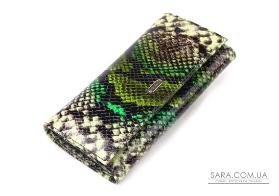 Гарний горизонтальний жіночий гаманець з натуральної шкіри з тисненням під змію CANPELLINI 21650 Різнокольоровий
