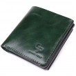 Компактный кошелек в два сложения из натуральной гладкой кожи GRANDE PELLE 22946 Зеленый