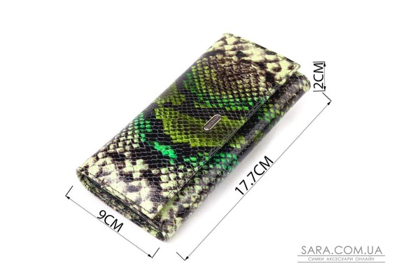 Гарний горизонтальний жіночий гаманець з натуральної шкіри з тисненням під змію CANPELLINI 21650 Різнокольоровий