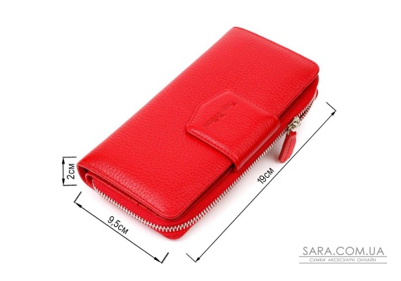 Місткий жіночий гаманець з блоком для карт та документів з натуральної шкіри Tony Bellucci 21956 Червоний
